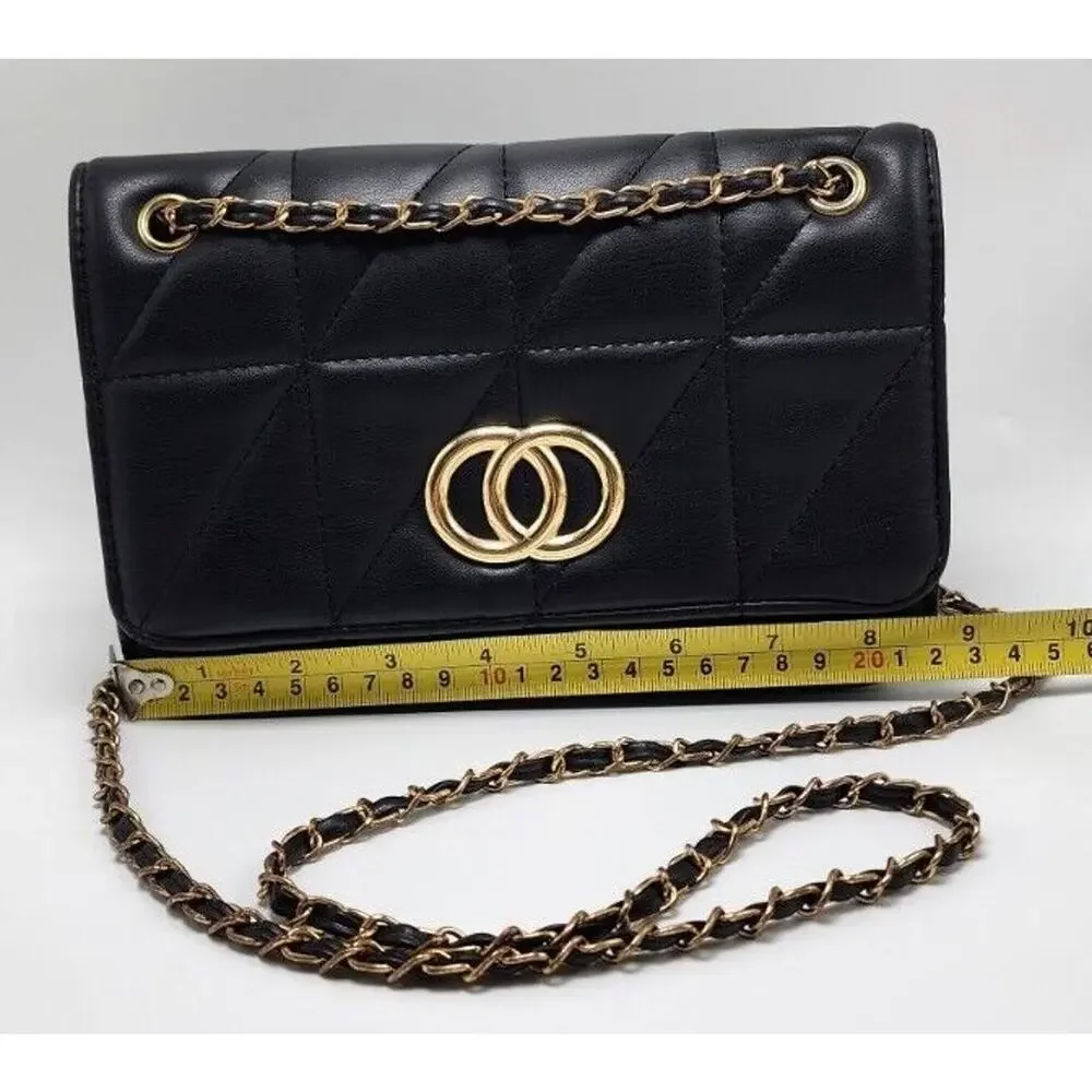 BAM FOREVER Leather Clutch Purse Black Magnetic Snap Quilted Leather Purse Small